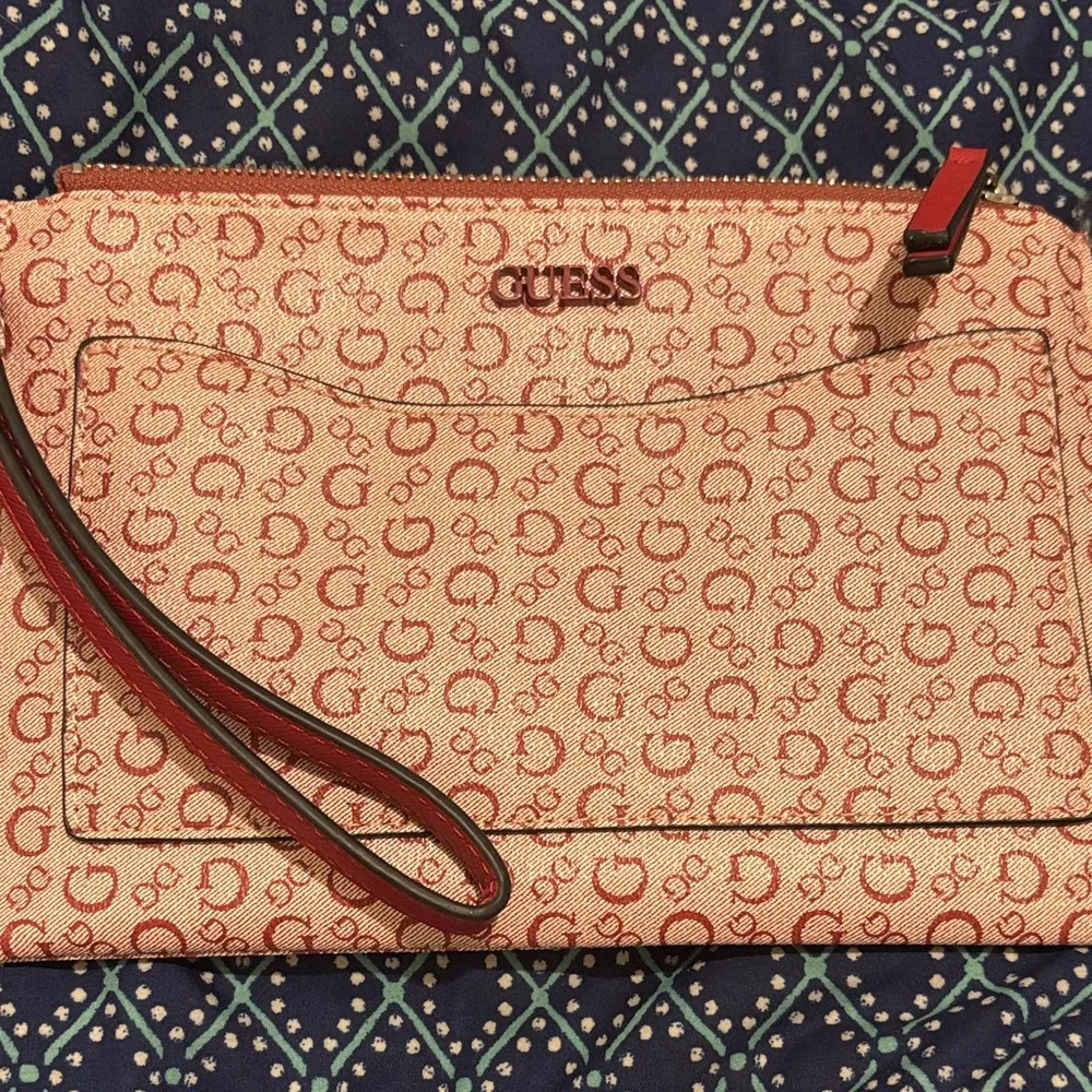 Guess Red  Patterned Wristlet - Picture 2 of 5